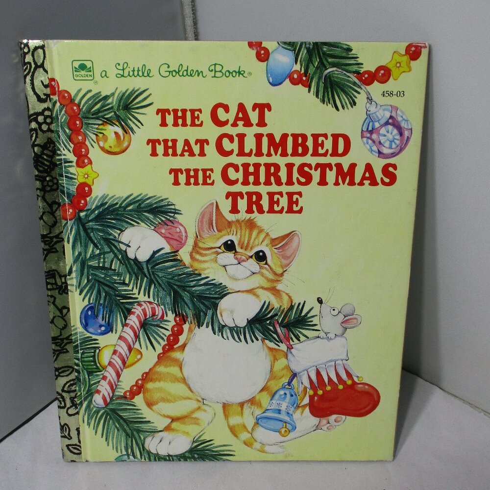 Vintage 1992 Little Golden Book The Cat that Climbed the Christmas Tree Story
